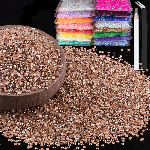 Miniatura 45 de 15000 diamantes de imitación de resina de 0.079 pulgadas a granel, diamantes de imitación de gelatina redondos negros con parte trasera plana, gemas