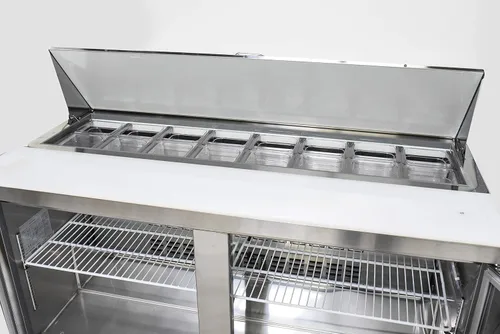 Miniatura 8 de FSE MRSL-2D/60 Mesa de preparación comercial refrigerada de dos puertas para ensaladas/sándwiches, 15 pies cúbicos, acero inoxidable, 115 V