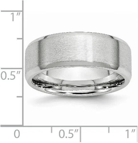Miniatura 6 de Anillo liso liso de cobalto biselado borde 0315in para hombre liso clásico de boda cepillado acabado mate anillo de banda