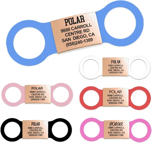 Miniatura 12 de Etiquetas de identificación de mascotas deslizables de acero inoxidable de 1 pulgada para gatos y perros, sin ruido, silenciosas, sin tintineos