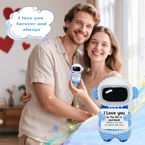 Miniatura 4 de Regalos para él, su novio, novia, To My Love hechos a mano, positivo crochet astronauta, San Valentín, aniversario, día del padre, regalos de Te amo