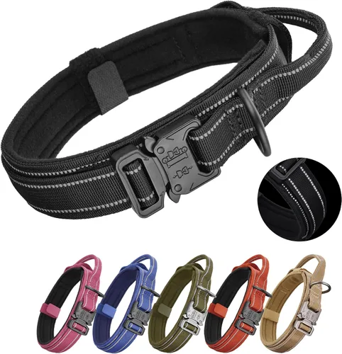 Miniatura 10 de KCUCOP - Collar táctico para perro, collar militar para perro, collares para perro Tactipup, ajustable, hebilla de metal resistente para perros M, L