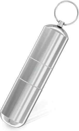 Minisland Soporte portátil grande de palillos de dientes de aluminio de metal dental, púas de hilo dental, soporte para píldoras, llavero para