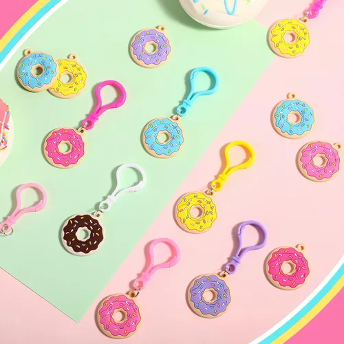 Miniatura 4 de Jadive 24 Piezas Dulces Favores de Fiesta de Dona Llavero de Dona Tema de Rosquilla Dulce Suministros de Fiesta de Cumpleaños Adorno Colgante