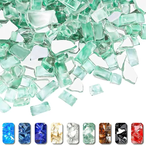 Miniatura 11 de GRISUN Vidrio de fuego azul océano Pacífico para hoguera, 10 libras 1/2 pulgada rocas de vidrio templado para chimenea natural o propano, seguro