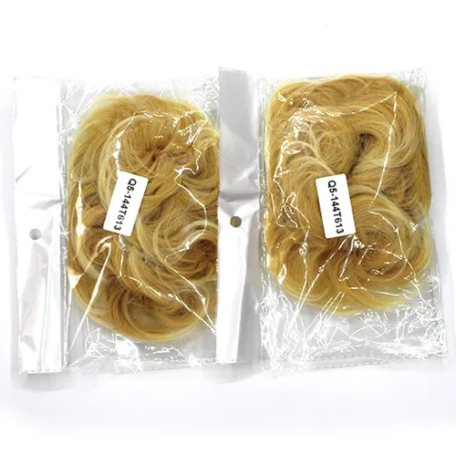 Miniatura 3 de 2 piezas de extensión de cabello desordenado de moño rizado ondulado con banda de goma elástica para coleta de caballo (144T613)