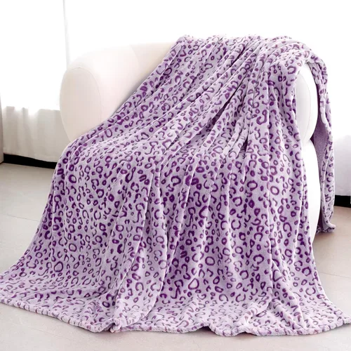 Miniatura 2 de Manta con Estampado de Leopardo Morado Manta Morada Ligera Cálida Mantas Suaves Decorativas para Cama Sofá Dormitorio Leopardo púrpura