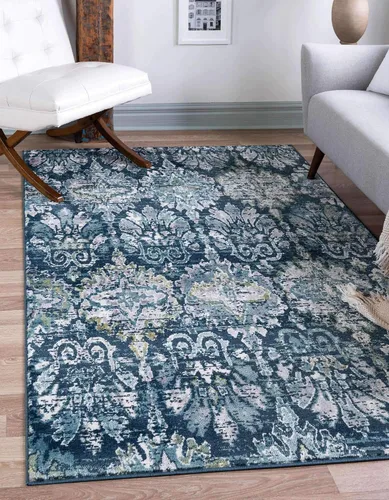 Miniatura 19 de Unique Loom Sumter Collection - Alfombra de área Brewton (2 pies x 6 pies, azul marino/azul)