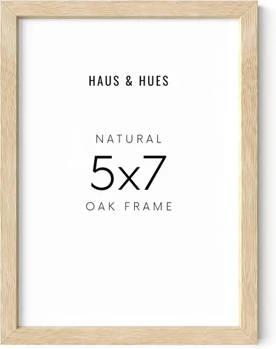 HAUS AND HUES Portarretratos de madera, 5 x 7 pulgadas, color beige (roble natural, tipo póster, juego de 1)