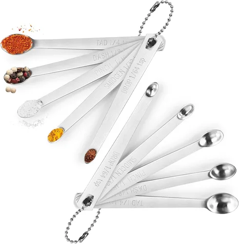 Miniatura 8 de Juego de 5 mini cucharas medidoras, cucharas medidoras pequeñas de acero inoxidable Tad 1/4 cucharadita, tablero de 1/8 cucharadita, pizca 1/16 A
