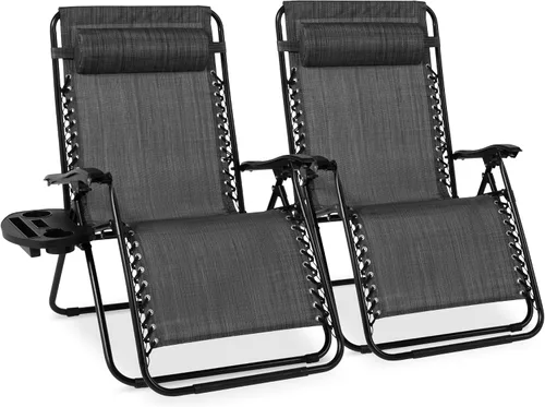 Miniatura 29 de Best Choice Products - Juego de 2 sillas reclinables y ajustables de malla y acero, sillas con sensación gravedad cero con cojines y bandejas