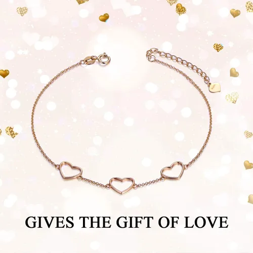 Miniatura 5 de SISGEM Tobillera de corazón de oro de 14 quilates para mujer, pulsera de tobillo de amor de oro real, joyería de pie para ella, 8.4-10 pulgadas