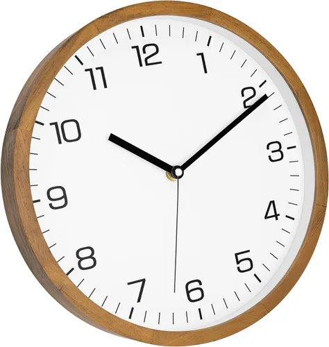 Miniatura 2 de Foxtop Reloj de pared de madera de 12 pulgadas, silencioso, sin tictac, funciona con pilas, reloj de pared redondo de cuarzo, decorativo