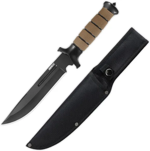 Miniatura 8 de Dispatch Cuchillo de supervivencia de hoja fija con funda y rompecristales, cuchillos de bushcraft de 14 pulgadas con ABS duradero y mango de caucho