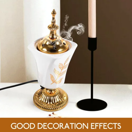 Miniatura 9 de Holibanna Quemador de incienso eléctrico, estilo de Oriente Medio, incensario de escritorio para yoga, spa, aromaterapia, decoración del hogar