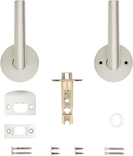 Miniatura 5 de Kwikset Milan - Manija de puerta de paso interior, palanca para puertas de armario y pasillo, manija reversible sin bloqueo, níquel satinado