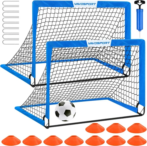Miniatura 18 de Juego de porterías de fútbol para niños para patio trasero – 2 de 4 x 3 pies, equipo portátil de entrenamiento de portería de fútbol, red de fútbol