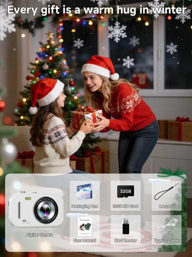 Miniatura 9 de Cámara digital, cámara de vlogging de enfoque automático 4K para fotografía, cámara de apuntar y disparar de 48 MP con modo de belleza y guía
