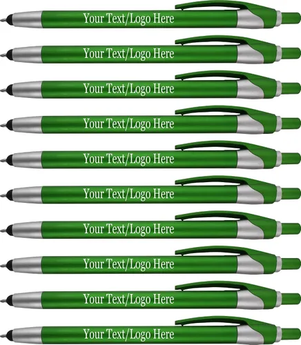 Miniatura 11 de Paquete de 300 bolígrafos personalizados con logotipo o texto, para marketing, fiestas y eventos, lápiz capacitivo 2 en 1 y bolígrafo compatible