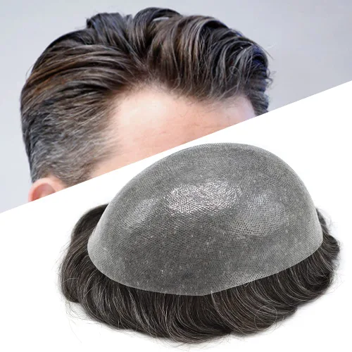 Miniatura 104 de Toupee para hombres Sistema de reemplazo de cabello humano real duradero invisible para hombre Toupee Hair Piece para hombres Poly Men Sistema