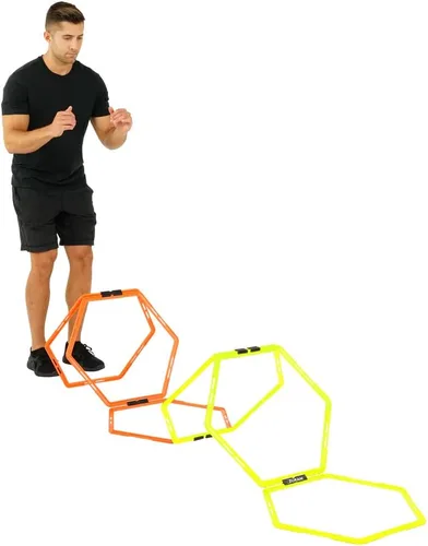 Miniatura 4 de Anillos hexagonales de agilidad para entrenamiento de velocidad y agilidad, entrenamiento de pies, escalera con bolsa de transporte (12 anillos)