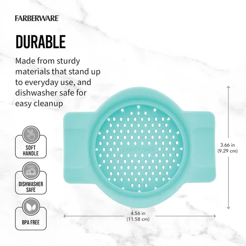 Miniatura 2 de Farberware Colador y colador de latas clásico, Aqua Sky, colador de tapa a presión para atún, verduras enlatadas, pasta, frutas, se adapta a latas