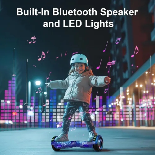 Miniatura 2 de Kids Scooter with Bluetooth Speaker & Corlorful LED Lights, Dual 250W Motor 7.5 Mph Speed, Gifts for All Ages Azul Galaxia