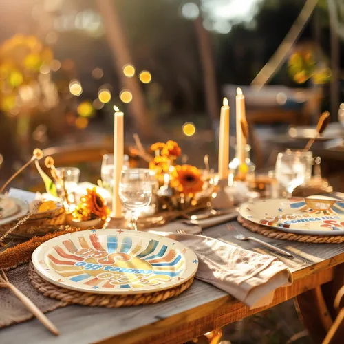 Miniatura 7 de Here Comes the Son - Suministros para baby shower para 20 invitados – Platos boho Sun y Rainbow Platos, servilletas y tenedores – Juego de vajilla