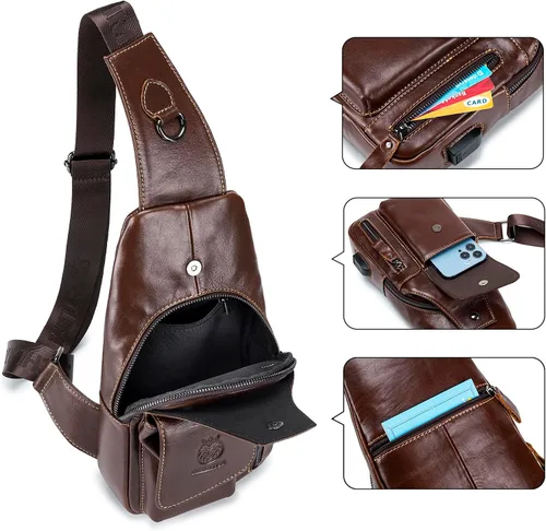Miniatura 188 de LUKZIJAES Bolso bandolera de cuero genuino para hombre