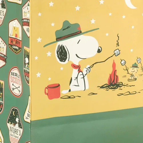 Miniatura 6 de Hallmark Paquete de bolsas de regalo de Peanuts (2 bolsas: 1 grande de 13", 1 XL de 15") Snoopy y Woodstock para el Día del Padre, cumpleaños