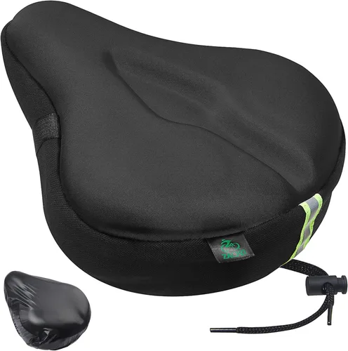 Zacro Cojín de asiento de bicicleta, funda acolchada de gel para asiento de bicicleta para hombres y mujeres, cómodo, asiento de bicicleta Negro