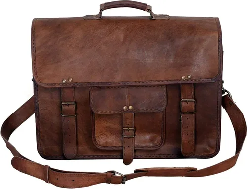 Maletín de cuero para hombres de 18 pulgadas para computadora portátil, bolsa de mensajero para oficina, bolsa de computadora para hombres y mujeres