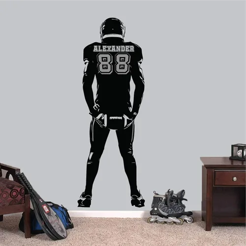 Calcomanía de pared personalizada de fútbol – Números personalizados camisetas de jugador – Elige tu nombre. Calcomanía de vinilo para decoración de