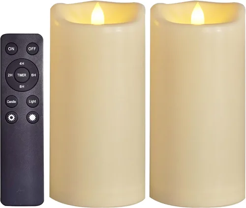 Miniatura 17 de CANDLE CHOICE Velas impermeables sin llama para exteriores, funcionan con pilas, con temporizador, gran resina plástica brillante, parpadeante