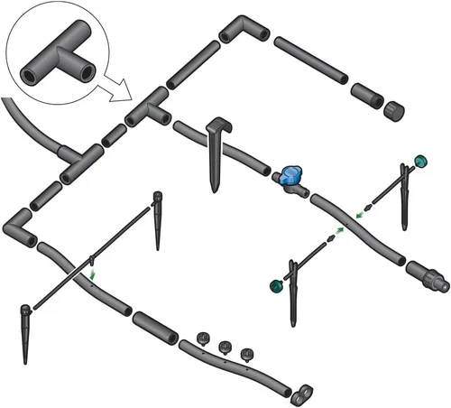Miniatura 4 de DIG Paquete de 15 ½ camiseta de compresión Se adapta a tubos de riego por goteo de polietileno de 0.700 OD Conector de 3 vías para sistemas