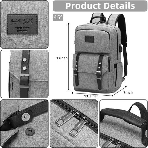 Miniatura 3 de HFSX Mochila para laptop para mujeres y hombres, mochilas universitarias, mochila vintage, mochila para libros, mochila de moda antirrobo, mochilas