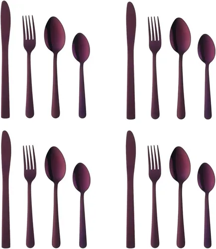 Miniatura 17 de BuyGo - Juego de cubiertos de acero inoxidable de 32 piezas, juego de 8 cubiertos, incluye cuchillo, tenedor, cuchara, cuchara de té para 8 personas