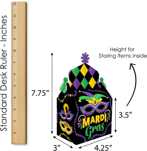 Miniatura 6 de Big Dot of Happiness Máscara colorida de Mardi Gras, caja de golosinas, recuerdos de fiesta, cajas de golosinas para fiesta de máscaras, juego de 12
