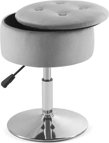 Miniatura 8 de Gitrah Silla de Tocador Negra para Cuarto de Maquillaje Taburete de Tocador para Cuarto de Maquillaje Redondo Acolchado de Cuero PU Silla
