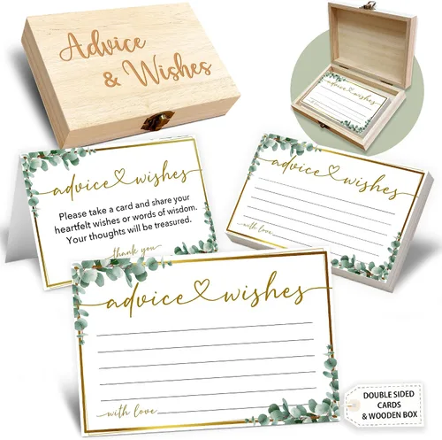 Caja de tarjetas de consejos y deseos, 50 tarjetas de consejos de cumpleaños, boda, baby shower, caja de buenos deseos para fiesta de cumpleaños,