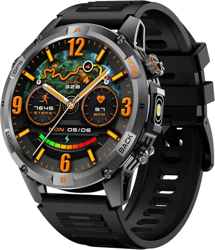 Reloj inteligente militar con GPS para exteriores para hombres, reloj deportivo con seguimiento GPS IP68, impermeable, más de 100 modos deportivos,