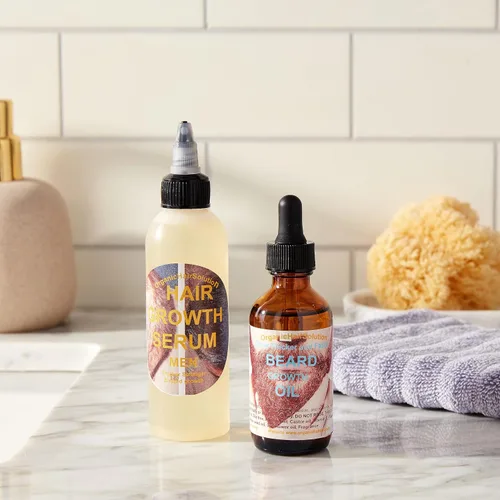 Miniatura 8 de Organic Hair Solution - Juego de suero para el crecimiento del cabello y la barba para hombre: para cabello más fuerte, más grueso y largo, aceite