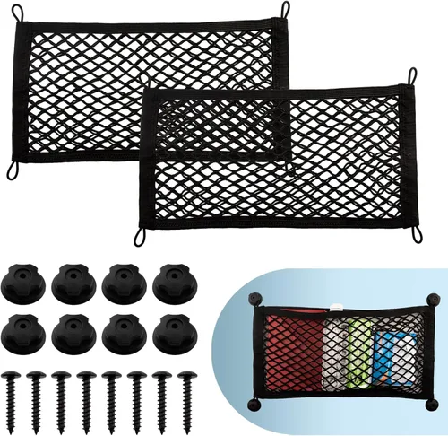 Miniatura 9 de Paquete Universal de 2 Redes de Carga Elásticas Pequeñas con Bolsillo Organizador, Bolsa de Almacenamiento de 36,3 x 24,1 cm, Red de Almacenamiento