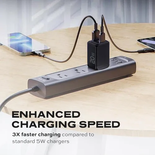 Miniatura 5 de STATIK Fast-Charging GaN Power Adapter - 20W Dual USB C & USB - Foldable Compact Charger for iPhone, iPad, Samsung, Pixel - Smart Overheat
