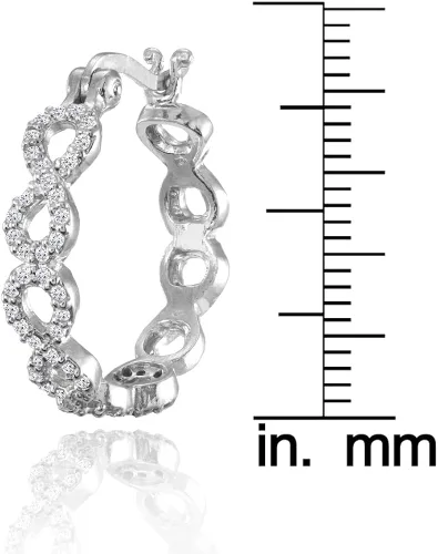 Miniatura 3 de Pendientes de aro de plata de ley con circonita cúbica.