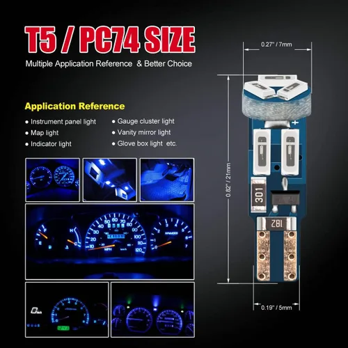 Miniatura 3 de Bombilla LED de alto brillo azul profundo T5 37 74 PC74 PC37 con enchufe de bloqueo giratorio para panel de instrumentos, luz en racimo y luz