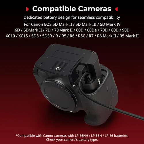 Miniatura 3 de SMALLRIG Batería ficticia para Canon LP-E6P, adaptador de alimentación D-Tap para cámara Canon EOS R6 Mark III, R5 Mark II, R6 Mark II R5, R5C, R6