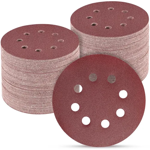 Miniatura 17 de 165 piezas, discos de lija de 5 pulgadas redondos, papel de lija de gancho y bucle para lijadora orbital aleatoria, grano 40 60 80 120 150 240 320