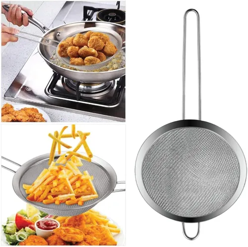 Miniatura 8 de Juego de 3 coladores de malla fina con mango para cocina, tamaños de 7 pulgadas, 4.7 pulgadas, 3.3 pulgadas, acero inoxidable 304 fácil de limpiar
