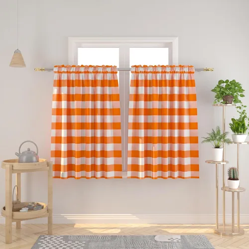 Miniatura 94 de Cenefas de cortina para ventana de 16 pulgadas de largo, 2 paneles de cuadros búfalo, cortinas pequeñas con bolsillo para barra, estilo clásico